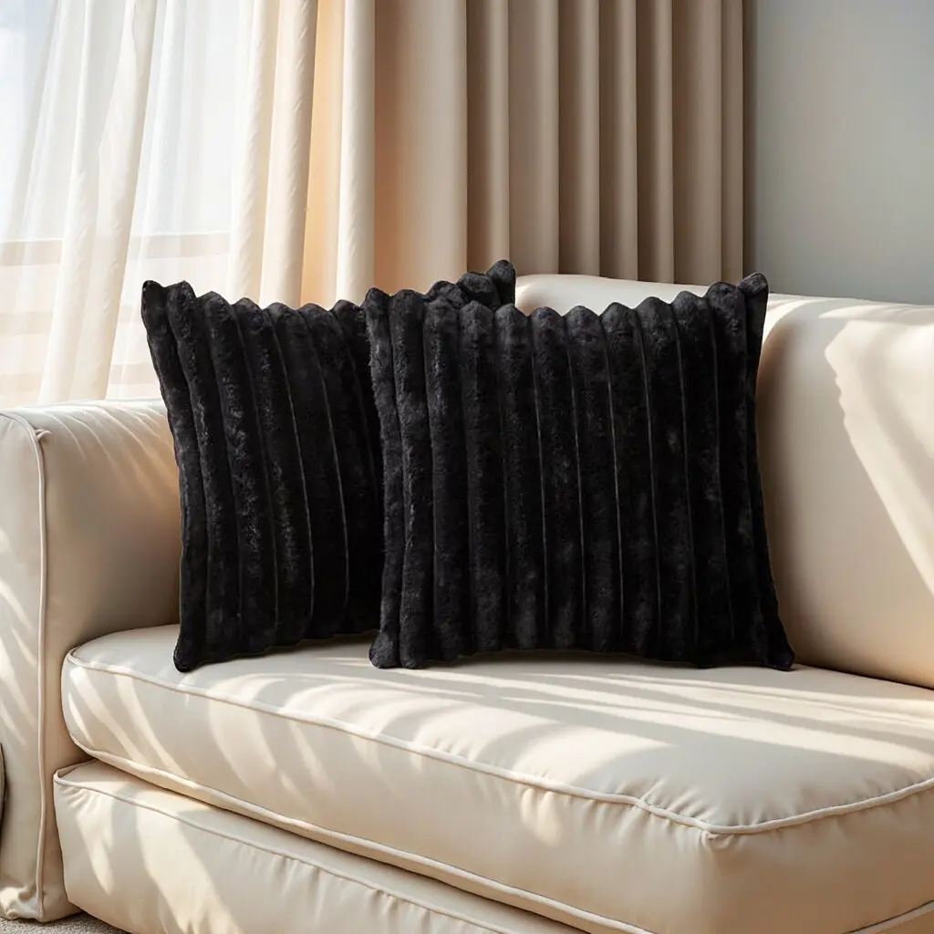Hibiscus Core Soft Furry Padded Soft Cushion - Cushion Covers Included, Instant Bounce Recovery After Pressing, Plush Touch, Ideal for Sofa Napping, Outdoor Household Textile Accessory, Soft Cushions