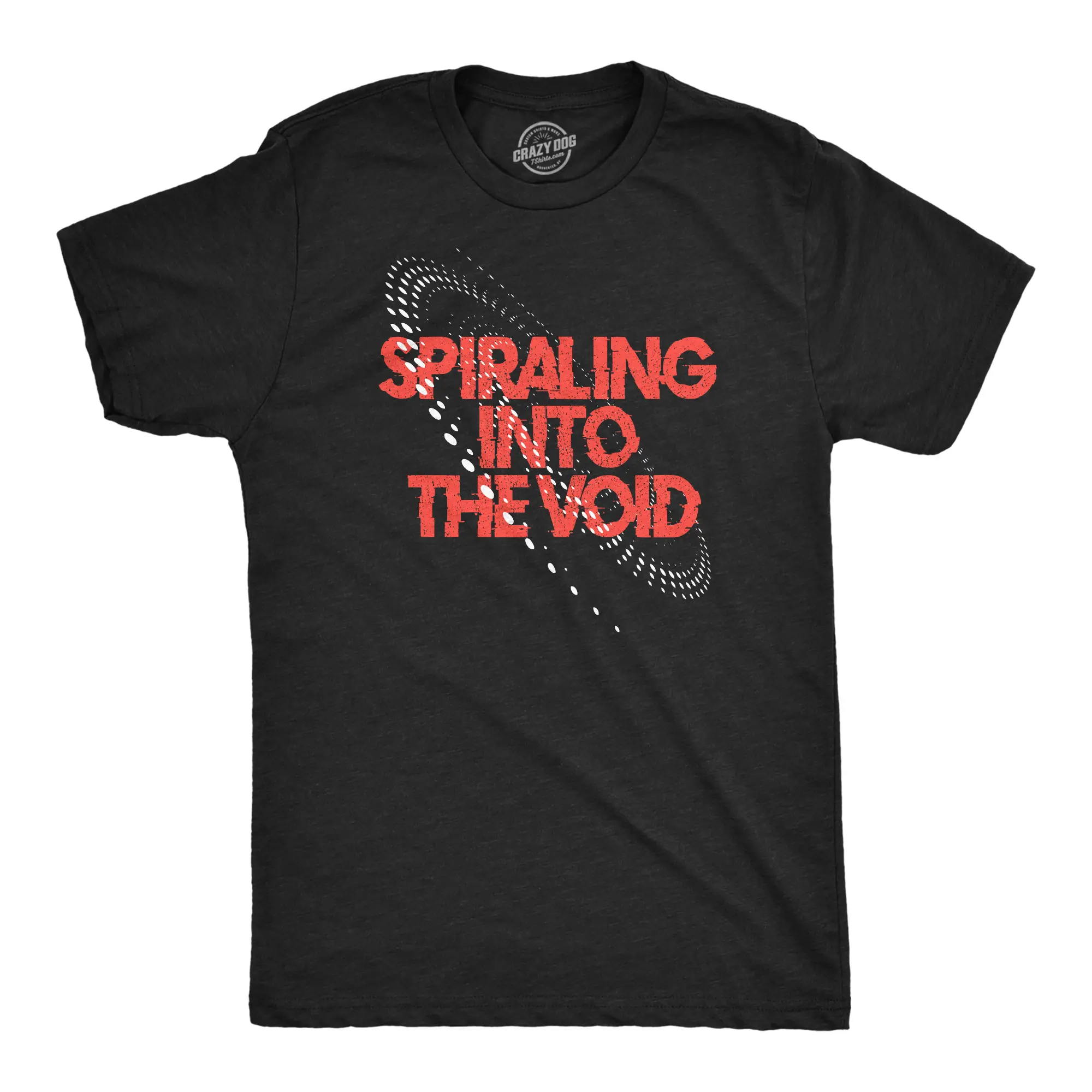 Mens Spiraling Into The Void T Shirt Funny Depressed Darkness Joke Tee for Guys Mens Funny T Shirts Cool Vintage Fashion T-Shirt Gift Classic Menswear Funny mental health Short Sleeve Novelty Tees for Guys Black -