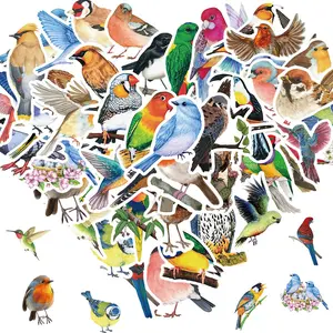 Bird Pattern Sticker, 50pcs/set Cute Cartoon Birds Vinyls, Waterproof Decal for Water Bottle, Laptop, Luggage, Phone, Skateboard, Refrigerator, Computer, Decorative