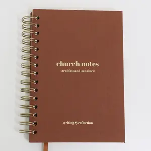 Church Notes Journal - Brown Linen by Steadfast and Sustained - Christian Sermon Notebook to Write Verses, Key Points, Notes, and Apply the Message - Men or Women Gift Idea
