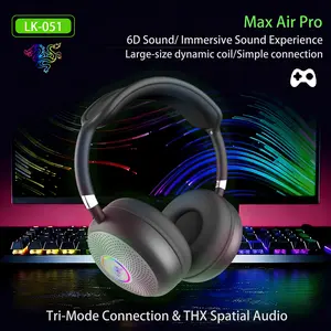 2026 Immersive eSports Experience Max Air Pro Headset Detachable Microphone + THX Spatial Audio Soft Protein Ear Cushions Sweat-Resistant and Durable Bluetooth 5.4 Low-Latency, Lag-Free Foldable HiFi Headphones Hard
