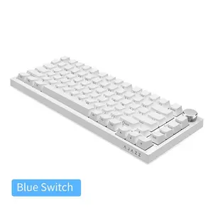 AJAZZ AK820 wired mechanical keyboard 75% layout white side engraved keyboard full key hot swappable metal volume knob FN multimedia function e-sports game plug and play office use Wired Gaming Keyboard