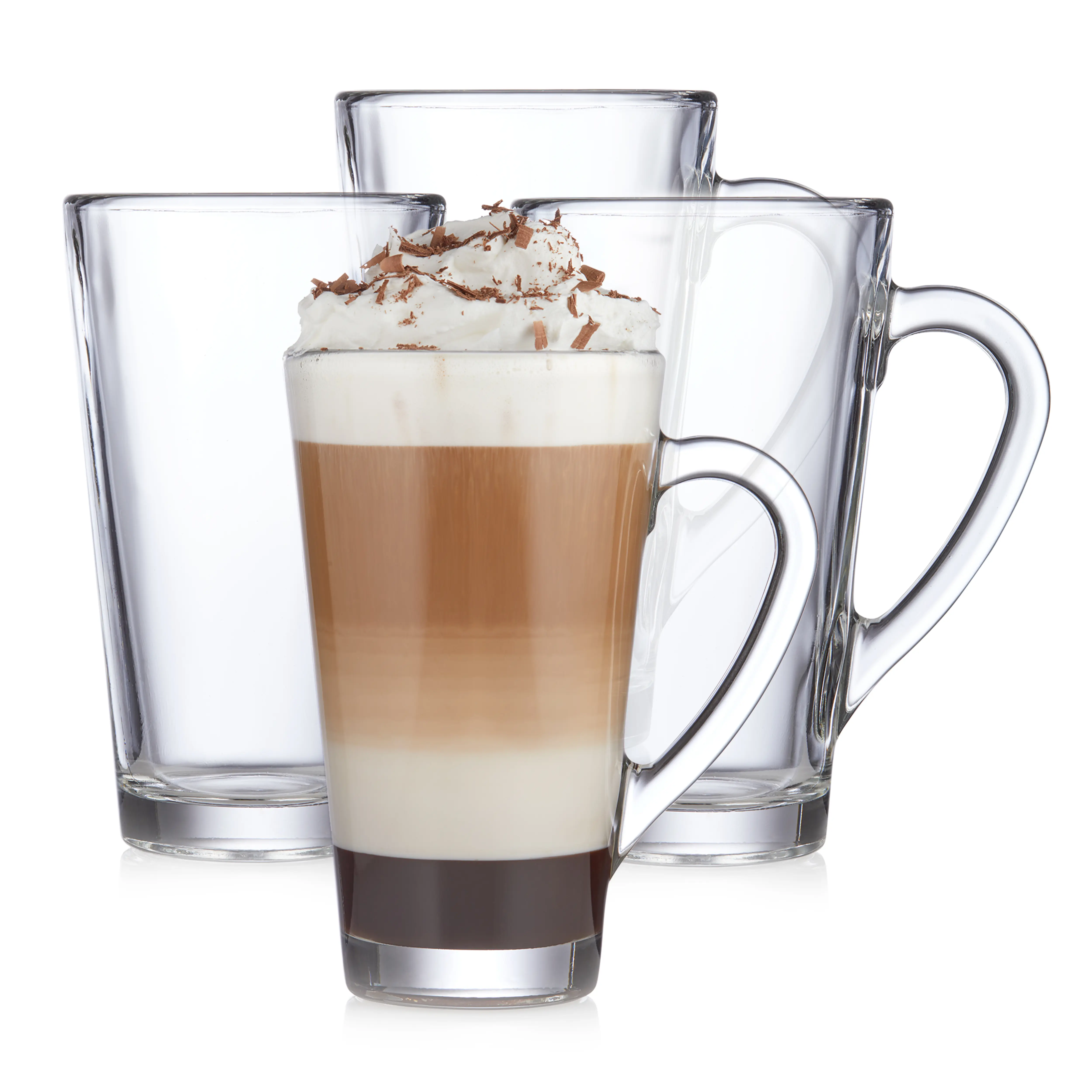 Libbey Cavana Tall Clear Glass Coffee Mugs Set of 4 (16.4 oz), Extra Tall Clear Coffee Mug with Handle, Tapered Latte Mug, Dishwasher Safe