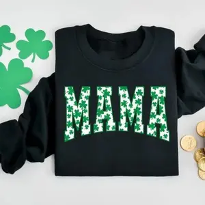 Mama Shamrock Sweatshirt, St. Patricks Day Sweatshirt for Mama, Irish Mom Sweatshirt, Lucky Mama Sweatshirt,St.Patrick's Day Gift,Mama Gift Womenswear Womenswear