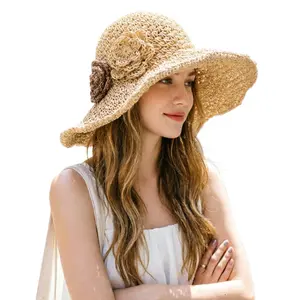 Sweet Summer Straw Hat for Women!Foldable Wide Brim Bucket Hat  Perfect for Travel, Beach & Daily Wear.UV Protection & Face-Slimming Fit!