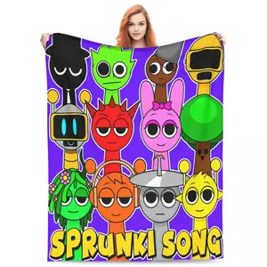Incredibox Sprunki Blanket Light weight Soft Flannel Blanket Suitable For Sofa Beds Living Rooms That Children Love Suitable For Children And Adults Birthday Gifts Holiday Party Family Decorations