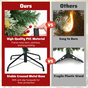 COSTWAY - 5/7.5/9 FT Pre-Lit Artificial Christmas Tree with 453/1096/1416 PVC and Pine Needles-L