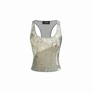 Cider Cotton-blend Scoop Neckline Abstract Graphic Appliques Tank Top SummerWins Dealsforyou