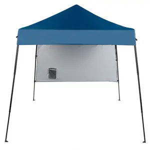 Ubesgoo 6x6 ft Easy Pop-up Gazebo Canopy Tent Beveled Oxford Cloth Black Plastic Sprayed Iron Pipe with One Side Cloth Backpack Storage Bag Folding Shed Sky Blue