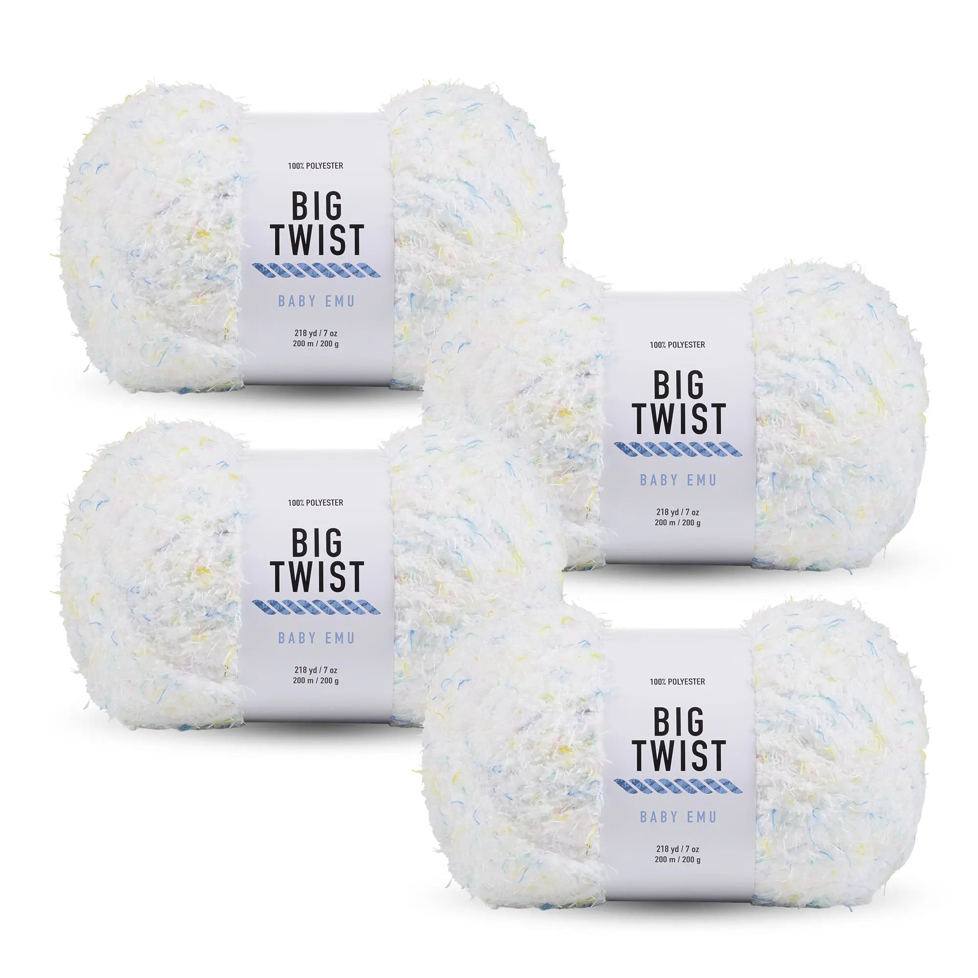 Big Twist Baby Emu Bulky Chenille Yarn 4 Pack - Soft Plush Yarn for Crochet, Knitting & Amigurumi, 100% Polyester, 7 oz (200g), 218 Yards Each Skein, Bulky Size 5 for Blankets, Plushies & Crafts