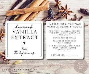 Homemade Vanilla Extract Labels, Personalized Front and Back Vanilla Extract Sticker, Stickers for Vanilla Bottle, Homemade Christmas Gift Label, Homemade Food Label