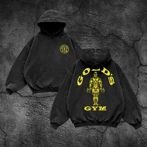 Gold's Gym Original Oversized Washed Hoodie, Gym Apparel, Workout Wear, Training Men's Top, Aesthetic Shirt, Discipline, Strength, Focus