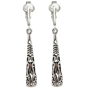 Filigree Drops Clip On Dangling Earrings