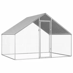 vidaXL Chicken Cage, Walk-in Chicken Coop, Chicken Pen, Poultry Cage for Hens Ducks Rabbits Small Animals Outdoor Backyard, Galvanized Steel 170788