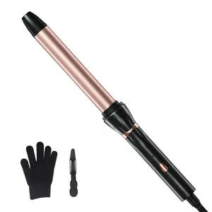 Hahahope 1 Inch Curling Wand for Loose Waves, Extra Long Ceramic Barrel Hair Curler for Medium to Long Hair, 2 Adjustable Temperatures,Global Voltage 100-240V Smooth