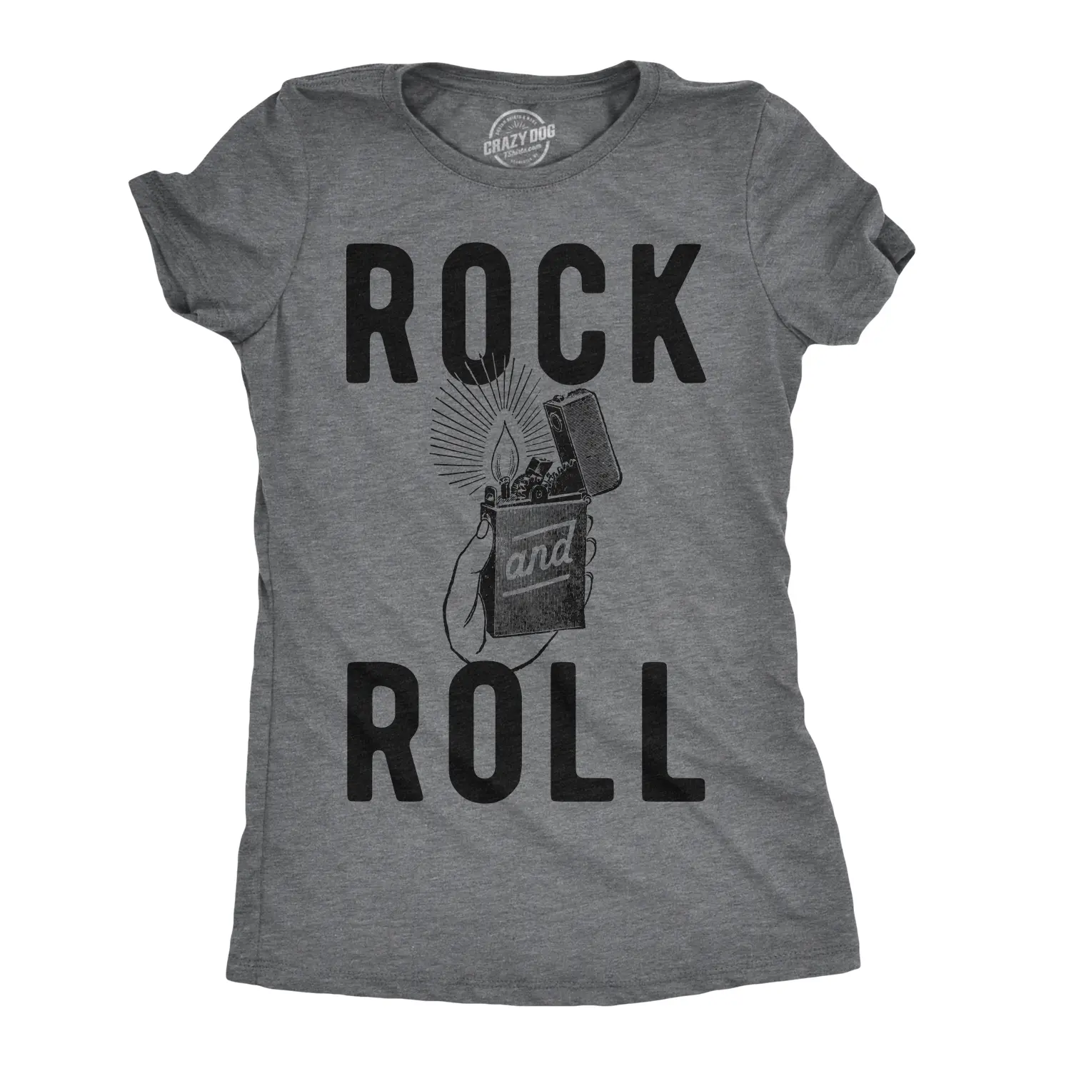 Womens Rock and Roll Lighter T Shirt Funny Music Concert Tee for Ladies Funny Womens T Shirts Cute Vintage Fashion Casual Ladies T-Shirt Gift Funny Music Top Women's Novelty Tees Dark Grey