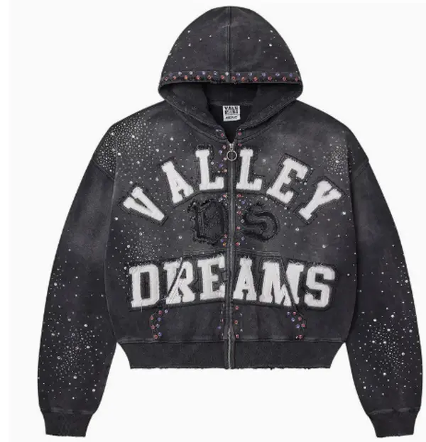 Vintage Washed Black Rhinestone Zip-Up Hoodie, Distressed Star Print Cropped Jacket, Gothic Streetwear Long Sleeve Sweatshirt