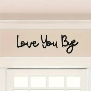 2 Pieces Boho-Chic Bohemian Theme 'Love You Bye' Wooden Sign, 1 Count Reusable Wall Art with Adhesive Tape, Wall Decor for Home, Living Room & Bedroom, Wooden Letter Sign
