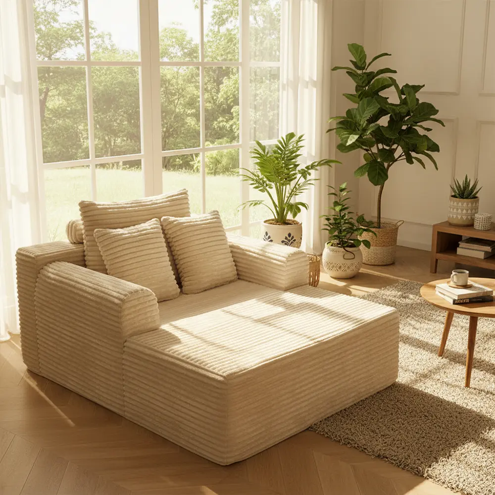 Modern Sofas Couches - Single-Seat Knitted Fabric Cloud Floor Chair with Fixed Arms, Memory Foam Soft Cushions, Throw Pillows, Boneless Deep Seating, Fully Assembled Durable Indoor Furniture for Office, Living Room