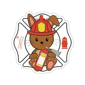 Firefighter Badge Bunny Sticker