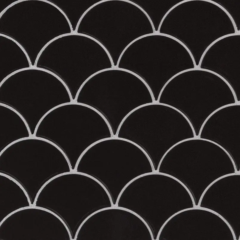 Midnight Scallop Glossy Porcelain Mosaic Tile