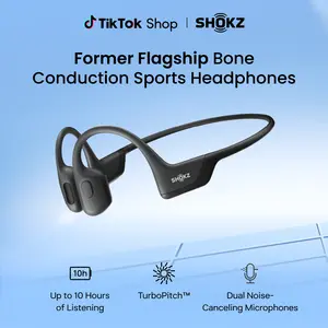 SHOKZ OpenRun Pro - Open-Ear Bluetooth Bone Conduction Sport Headphones, Sweat Resistant Wireless Earphones  with Premium Deep Base - Built-in Mic