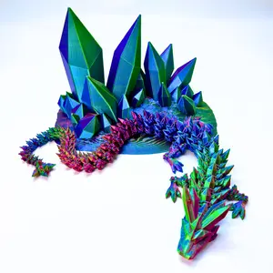 Crystal Dragon Stand - Lightweight Decorative Ornament with Colorful Crystal Accents for Magical Lighting