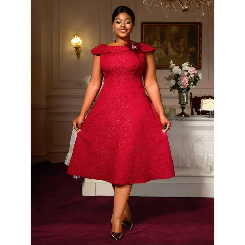 green emerald velvet dress WUSENST Plus Size Semi Formal Shrot Sleeve Boat Neck A-line Swing Cocktail  Wedding Guest Party Dress Pink at Amazon Women's Clothing store