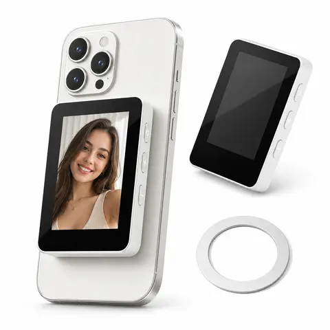 Wireless Magnetic Selfie Monitor for iPhone & Android, Rear-Camera Live Preview, Full-Screen Mirroring, Tripod Compatible, Perfect Selfies & Videos