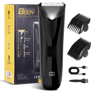 Men's Hair Removal Trimmer with LED Light, Rechargeable Trimmer, Intimate Pubic Trimmer, Electric Shaver for Body Grooming, Washable Razor for Sensitive Skin, Perfect Gift for Boyfriend, USB Rechargeable Trimmer