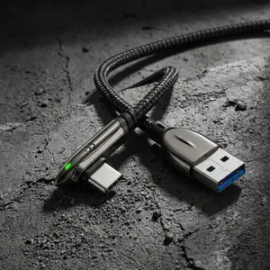 Future-Style Shark Fast Charging Cable, 100w Full Protocol Quick Charge, Metal Ports, Gaming Non-Stop Power, Breathing Light Cool Design