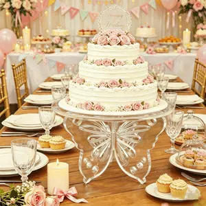 Transparent Butterfly Acrylic Dessert Stand, Wedding Cake Rack, Easy Assembly, Multiple Sizes, Elegant for Parties and Gatherings