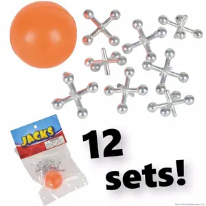 🪩 12-Pack Classic Metal Jacks Game Sets – With Rubber Ball Included!