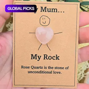 1 Count Beautiful Crystal Gift for Mum, Mother's Day Gift, Rose Quartz Keepsake, Cute Gift, Pocket Crystal, Crystal Heart #GLOBAL PICKS
