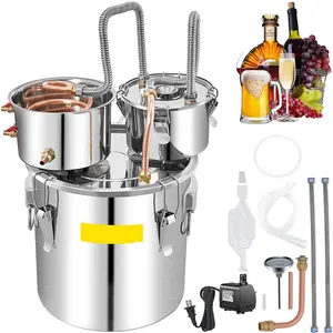 Alcohol Distiller Still 13.2 Gallon / 50 Liter Capacity, Stainless Steel Water Distiller With Copper Tube, Built-In Thermometer, Home Brewing Kit For Whisky, Wine, Brandy Making, Premium Silver Finish