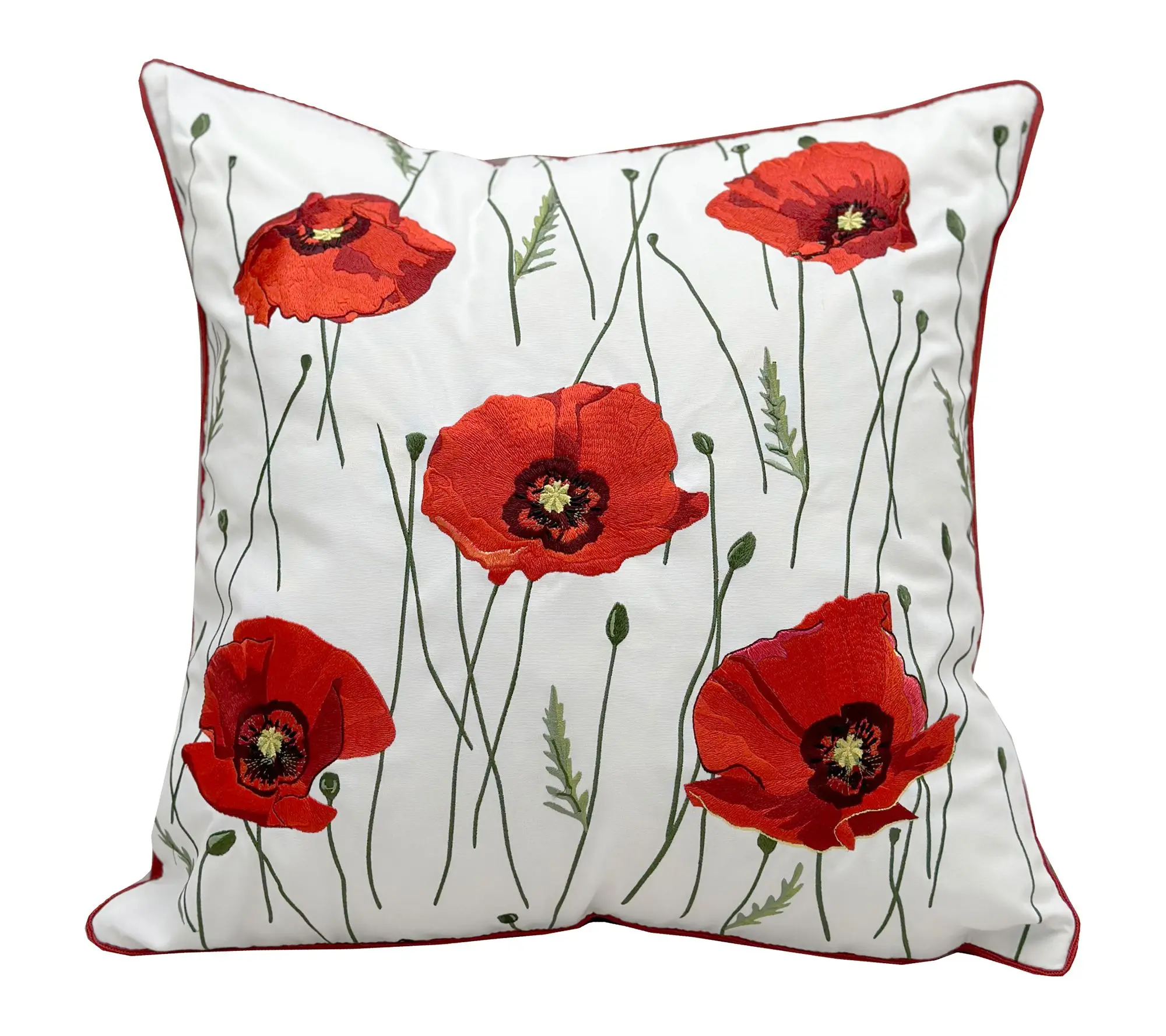 Poppy Pattern Indoor/Outdoor Throw Pillow by Valerie