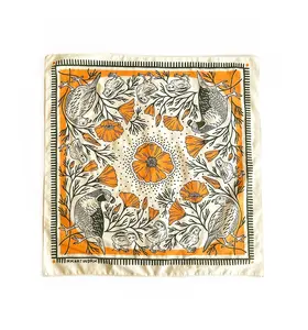California Quail + Poppies - 100% Cotton Bandana