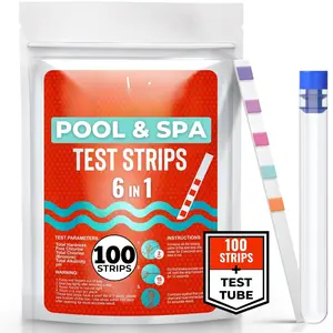 100 Pool Test Strips -  Hot Tub Test Strips for Hot Tub Water, Pool and  Test Strips for Hot Tub Testing Strips, Pool Strips Test pH Strips, Chlorine, Bromine, Hardness, Alkalinity