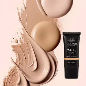 Radiante Vegan Foundation - Full Coverage Matte Finish, Long-Wear Waterproof, Lightweight Formula, Inclusive Shades for Flawless Skin