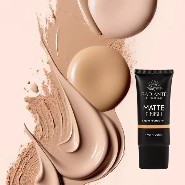 Radiante Vegan Foundation - Full Coverage Matte Finish, Long-Wear Waterproof, Lightweight Formula, Inclusive Shades for Flawless Skin