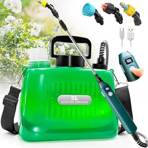 Battery Powered Sprayer, Upgraded 1.35 Gallon Electric Garden Sprayer with Battery Indicator, 23.6" Telescopic Wand, 3 Mist Nozzles, Shoulder Type Weed Sprayer for Yard, Lawn and Garden
