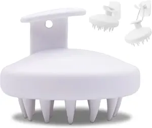 Shampoo Brush Scalp Massager Hair Growth Scalp Scrubber Head Massager Scalp Exfoliator with Wall Hook and Loop for Wet Dry Oily Hair,White Accessories