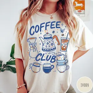 Vintage Coffee Club Comfort Colors® T-Shirt, Retro Coffee Shirt, Trendy Iced Coffee Graphic Tee, Thrifted Preppy Espresso Tshirt