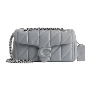 Coach Tabby 20 Quilted Chevron Flap Crossbody Bag for Women in Gray-Blue Napa Leather