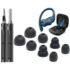 Replacement Ear tip for Powerbeats Pro, Beats Earbuds Replacement Tips,Wireless Earphone Headphones, Silicone Earbuds Buds Set with Cleaning kit 【Black】