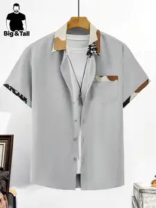 Men's Summer Casual Button-Up Shirt with Pockets, Loose-Fitting Geometric Blouse Top, Perfect for Daily Wear and Beach Vacations
