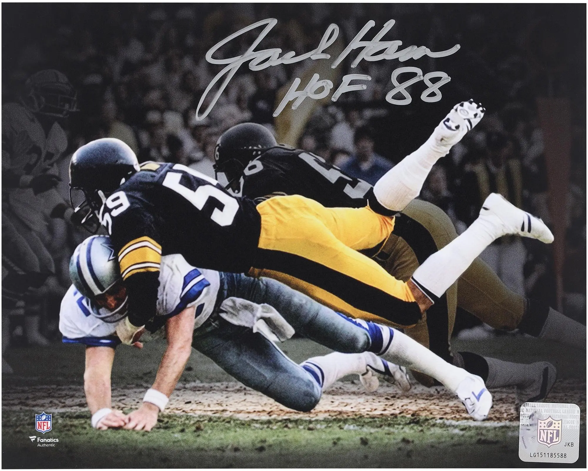 Jack Ham Pittsburgh Steelers Autographed 8" x 10" Tackle Photograph with "HOF 88" Inscription - Fanatics Authentic Certified