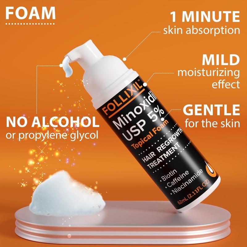 Follixil 5% Minoxidil Foam – Infused with Biotin, Niacinamide & Caffeine – Extra Strength Hair Regrowth Treatment for Thinning Hair & Bald Spots – Fast-Drying, Non-Greasy Formula - 3 Months Supply