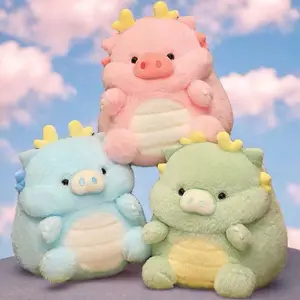 Cute Chubby Dragon Pig Plush Toy Soft Plush Stuffed Dragon Pig Pillow Kawaii Plush Toy Birthday Gift for Kids Christmas Gift New Year Gift