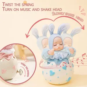 Ceramic Eggshell Rabbit Music Box, Birthday Gift, Festival Present, Cute Musical Keepsake, Unique Decorative Item